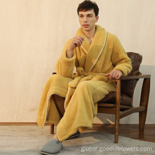 Bathrobe Adult Soft Plush Fleece Bathrobe Home Wearing Bath Robe Factory